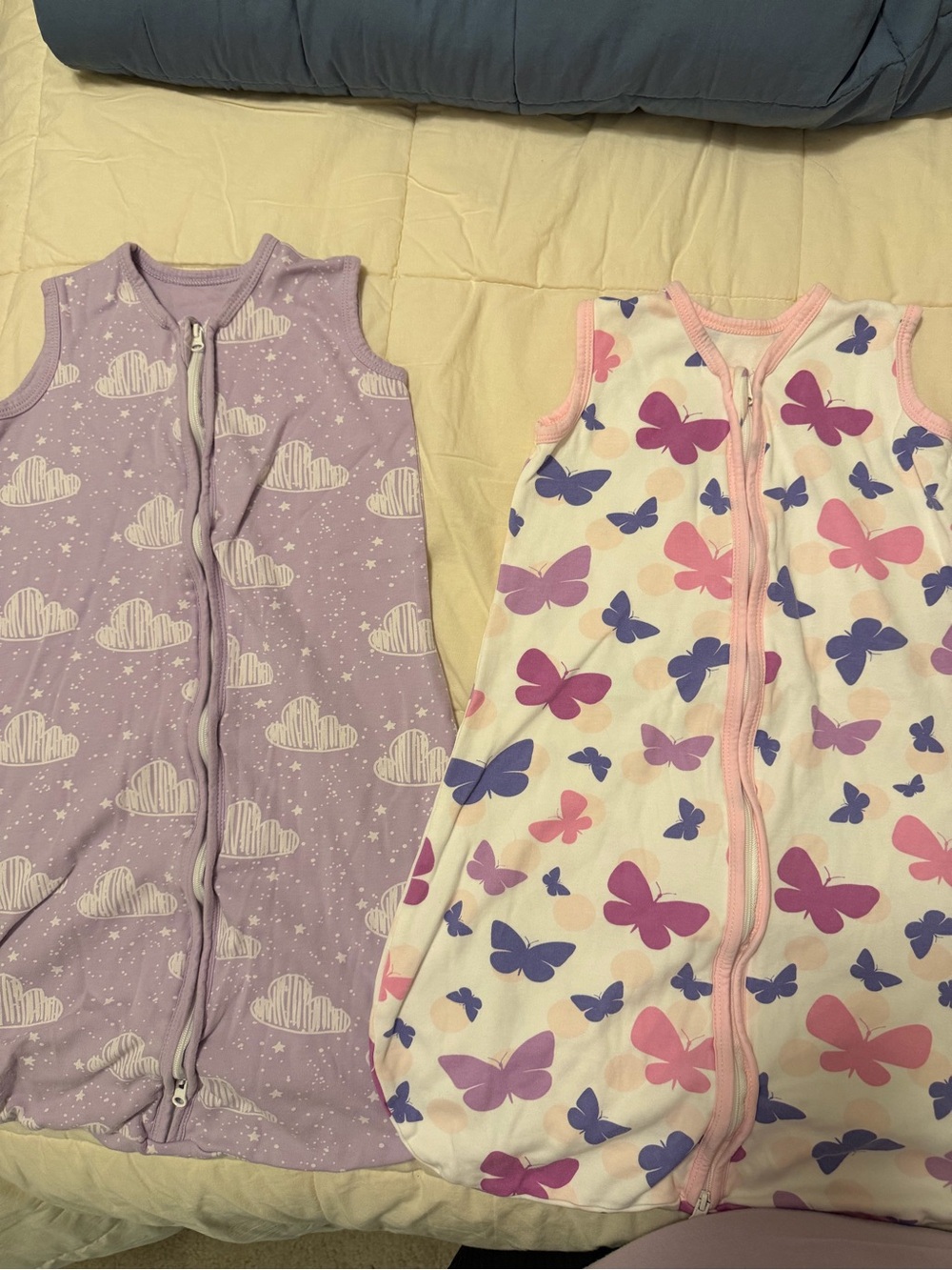 Kids Sleeveless Sleep Sack - Purple Cloud & Pink Butterfly Designs Set of 2
